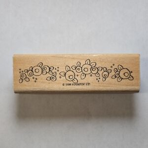 Stampin' Up! 1998 Black Floral Border Wood-Mounted Stamp